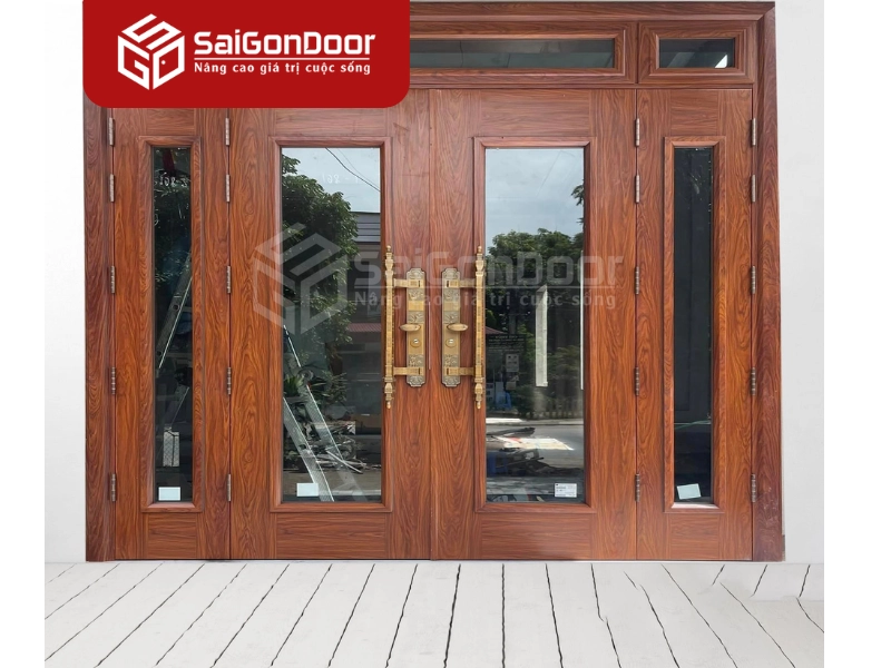 Cửa thép vân gỗ 4 cánh