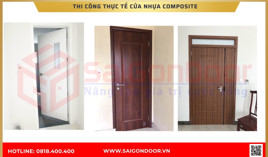 Hình ảnh thi công thực tế cửa nhựa composite