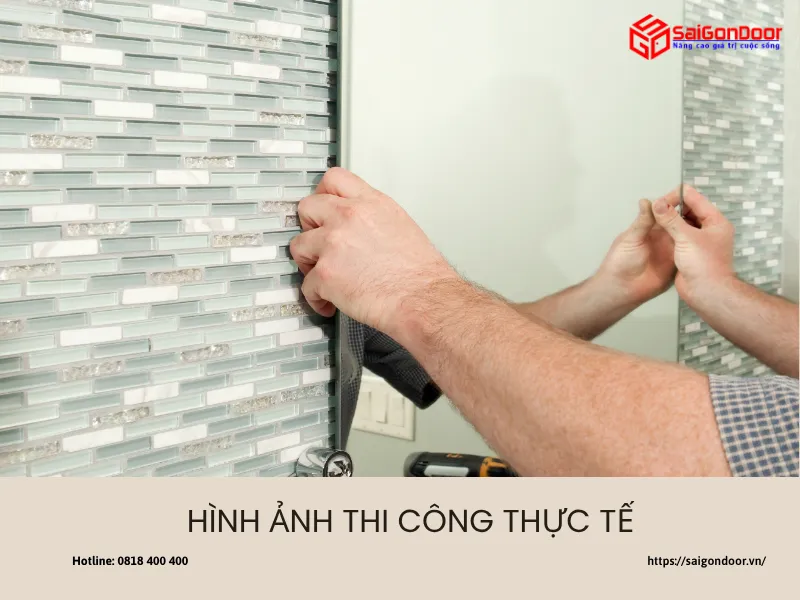 Hình ảnh thi công gương trang trí
