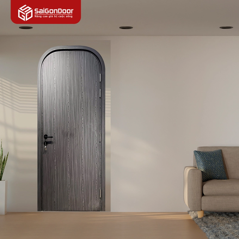 Cửa Composite phủ Film PVC xám