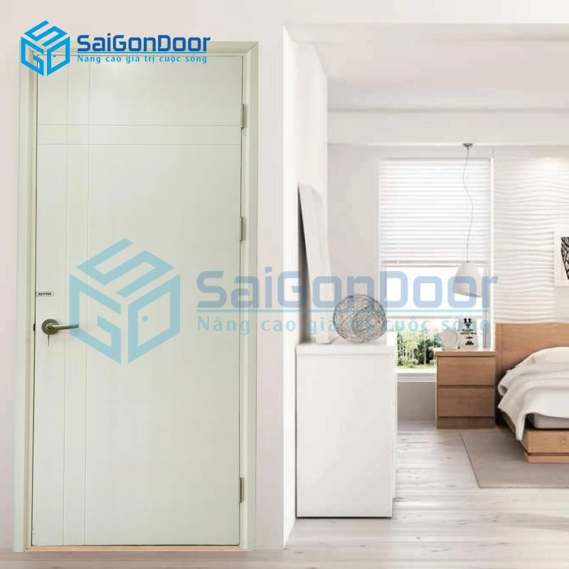 Cửa gỗ MDF màu trắng cho nhà vệ sinh