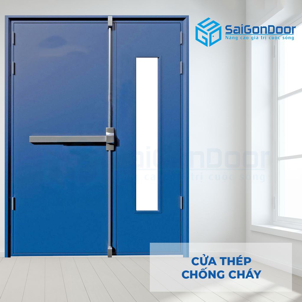 Mẫu cửa chống cháy 2PG1 xanh dương