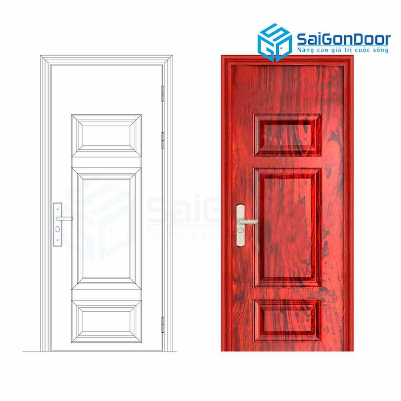 Cửa thép vân gỗ SGD-GS1H3