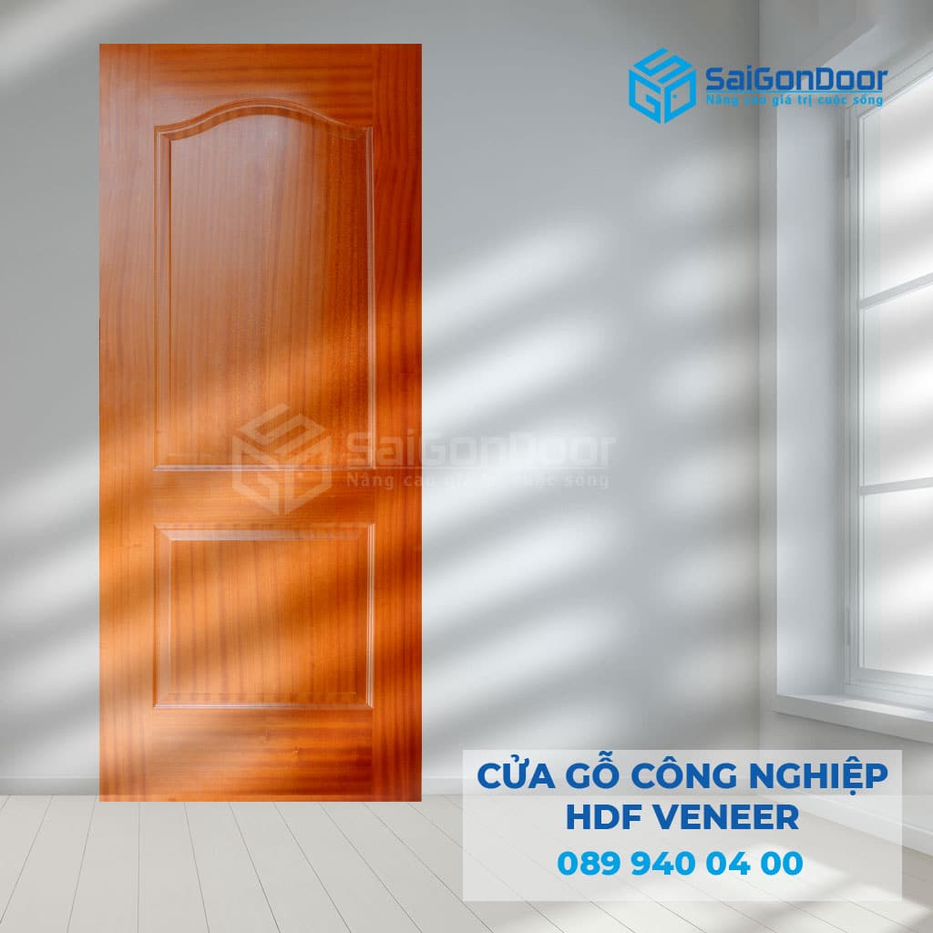 Cửa gỗ công nghiệp HDF Veneer thiết kế vân gỗ