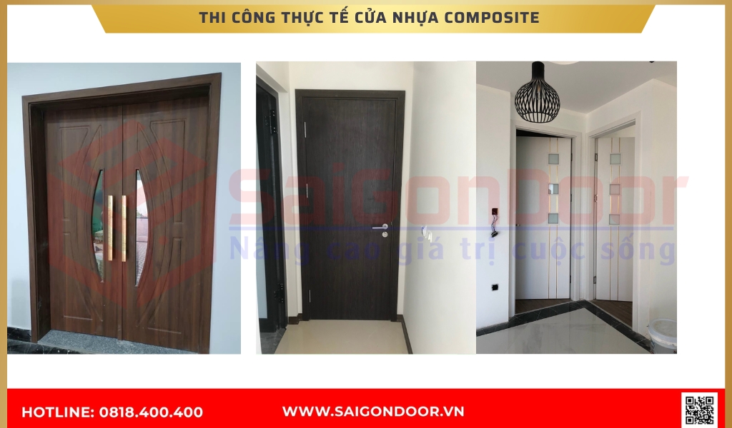 Hình ảnh thi công thực tế cửa nhựa composite