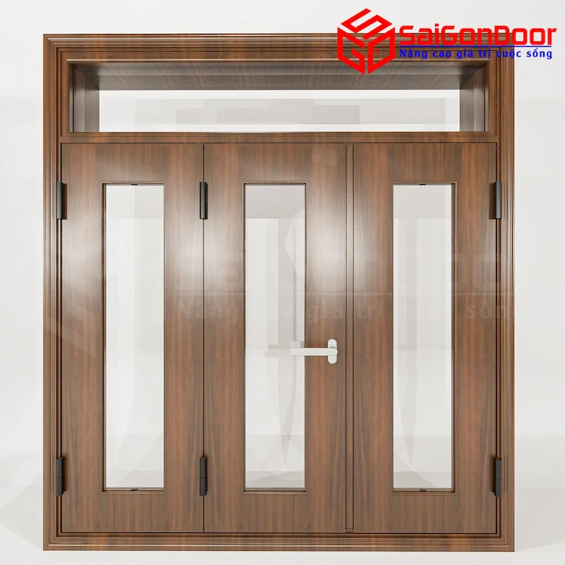 mẫu cửa nhôm kính giả gỗ đẹp