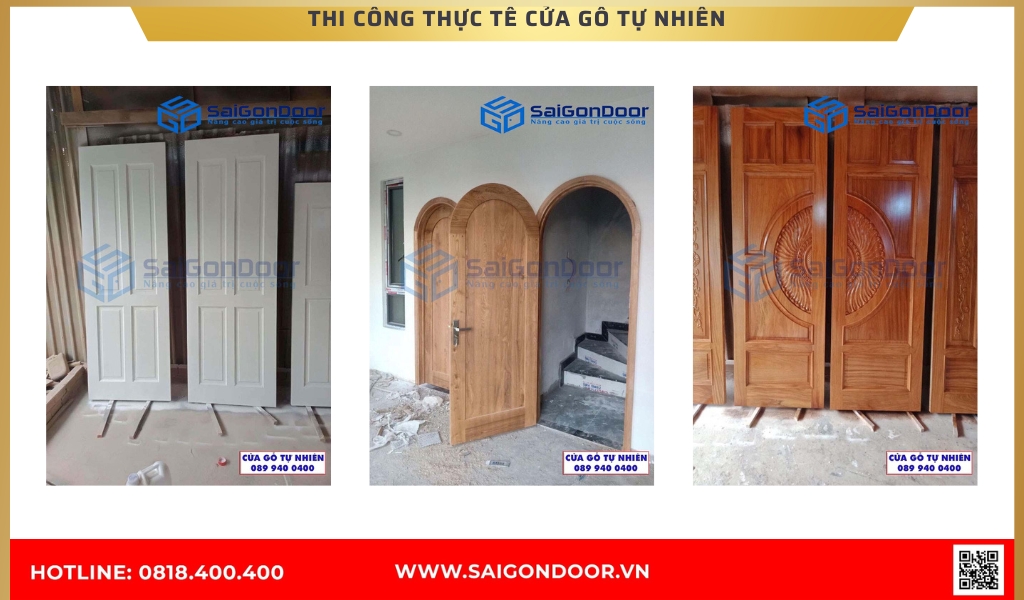 Hình ảnh công trình thực tế cửa gỗ tự nhiên BRVT