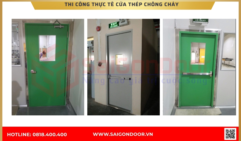 Hình ảnh thi công thực tế cửa thép chống cháy