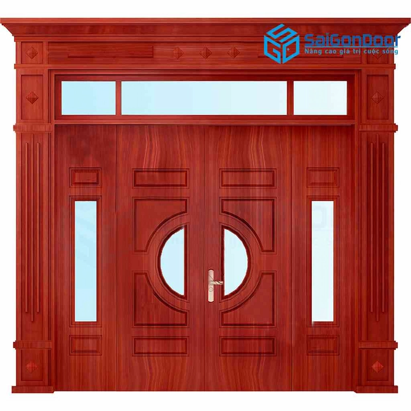 Cửa thép vân gỗ có ô kính