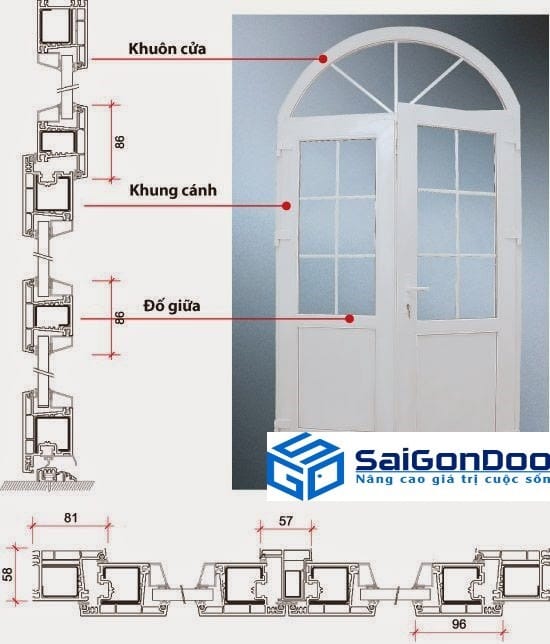 Thiết kế cửa 2 cánh mở quay