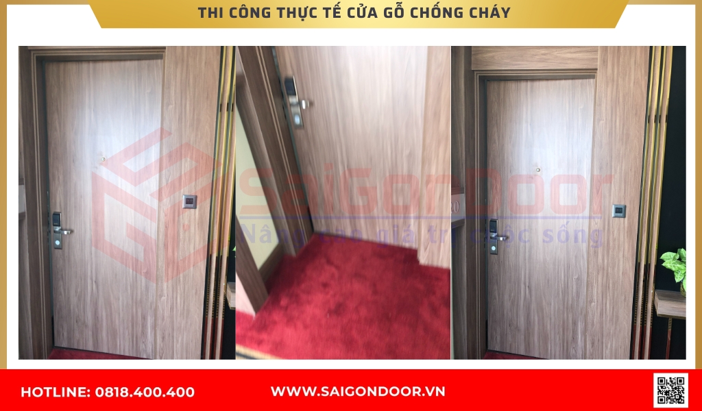 Hình ảnh thi công thực tế cửa gỗ chống cháy