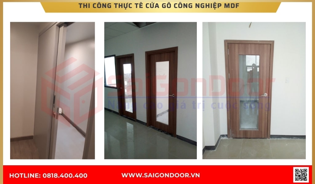 Thi công thực tế cửa gỗ công nghiệp MDF   