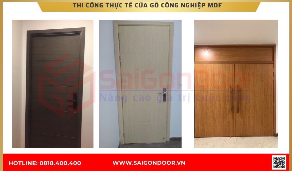 Hình ảnh thi công thực tế cửa gỗ công nghiệp MDF