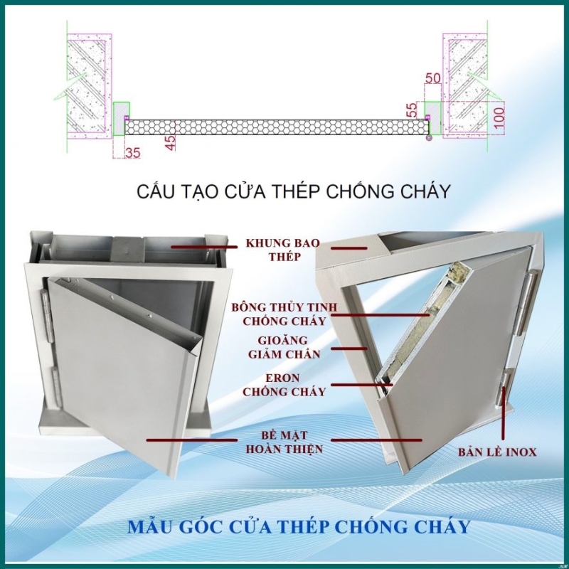 Cấu tạo cửa chống cháy 1 cánh 