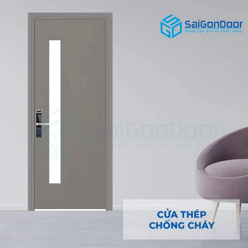 Cửa thép chống cháy TCC P1G1 xám (2) Cửa thép chống cháy TCC P1G1 xám (2)