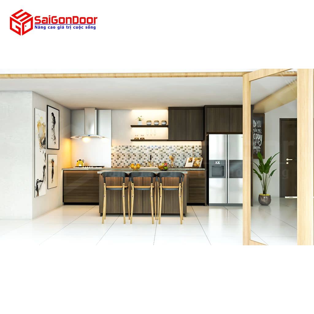 Nội thất nhà bếp chữ I Full trần-1
