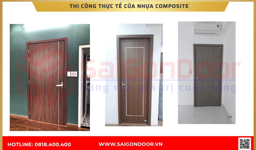 Hình ảnh thi công thực tế cửa nhựa composite