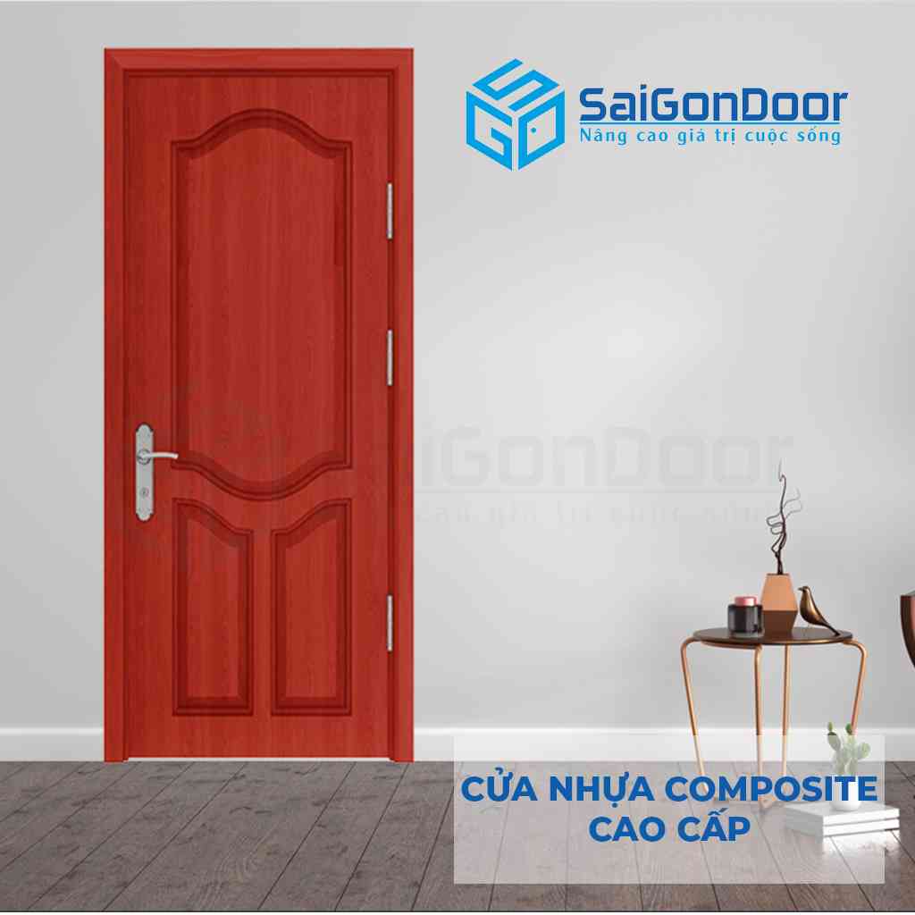 Mẫu 16: Mẫu cửa nhựa composite gỗ đậm họa tiết