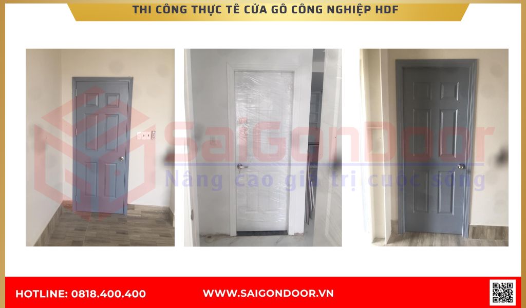 Hình ảnh công trình thực tế cửa gỗ công nghiệp HDF Bình Dương