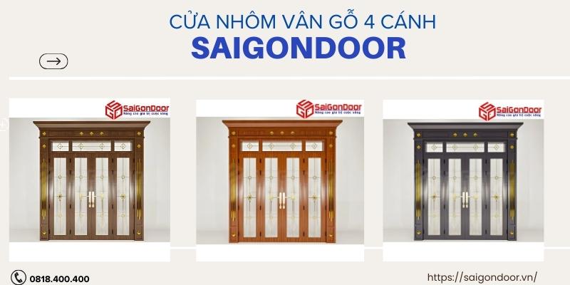 Bảng báo giá cửa nhôm vân gỗ 4 cánh 