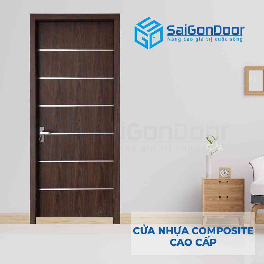 Mẫu 20: Mẫu cửa nhựa composite viền ngang