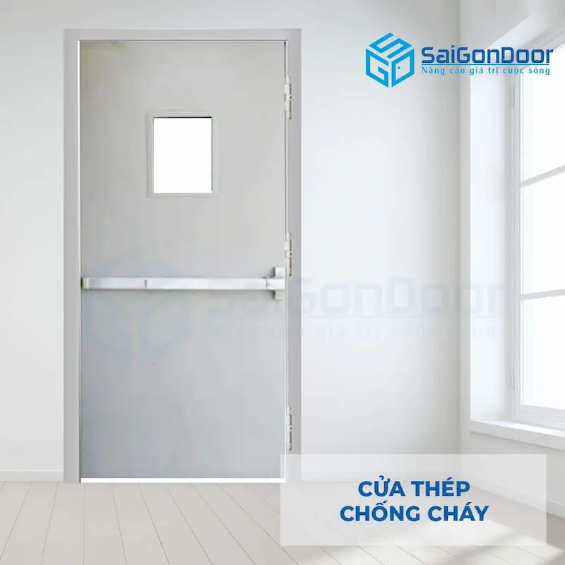 Cửa thép chống cháy khung nhôm kính