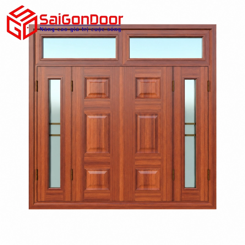 cửa sổ thép vân gỗ 4 cánh cửa sổ thép vân gỗ 4 cánh