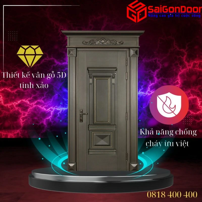 Cửa thép an toàn vân gỗ tại SaiGonDoor cực kỳ sang trọng và chất lượng