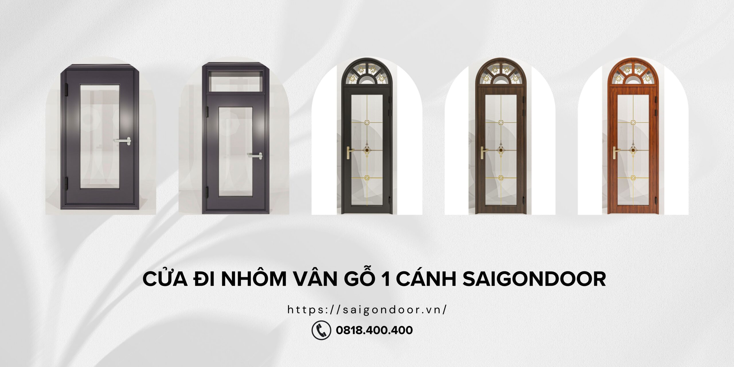 Hình ảnh các mẫu cửa đi nhôm vân gỗ 1 cánh tại SaigonDoor