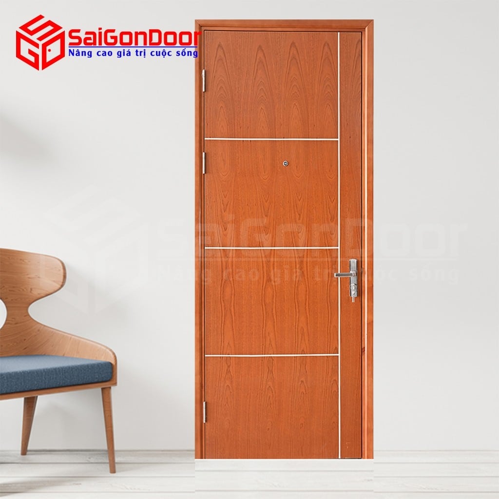 Cửa gỗ công nghiệp MDF Veneer P1R4b Xoan-đào