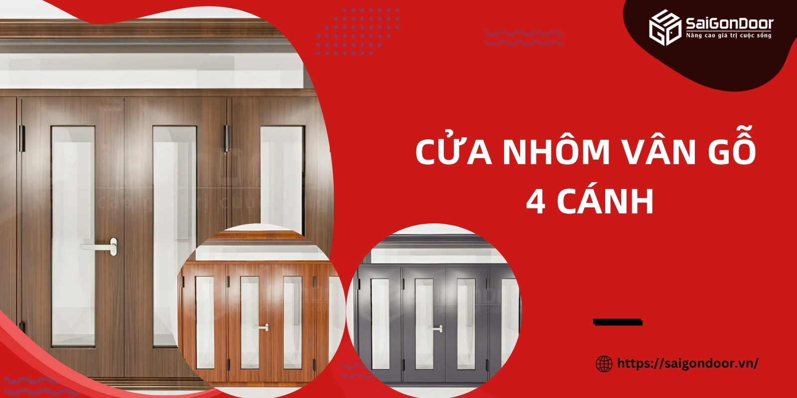 Cửa Nhôm Vân Gỗ 4 Cánh – Báo Giá Cửa Cập Nhật T12/2024 [Mới]