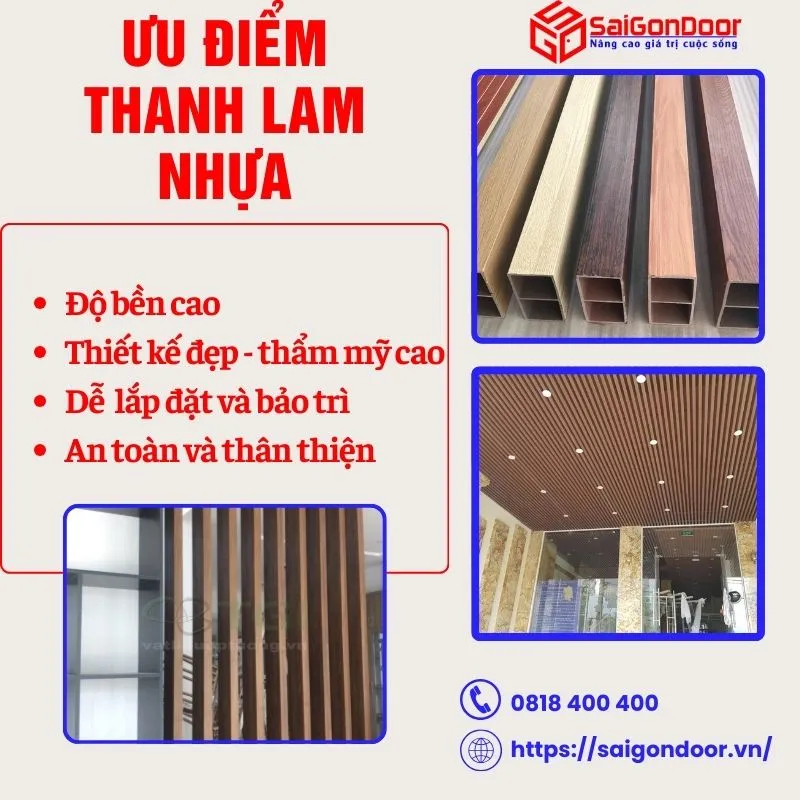 Thanh lam nhựa tại SaigonDoor sở hữu ưu điểm vượt trội, linh hoạt trong từng thiết kế