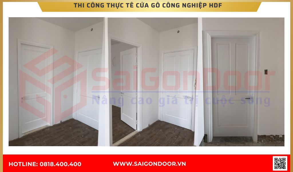 Hình ảnh công trình thực tế cửa gỗ công nghiệp HDF Bình Dương