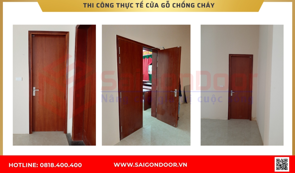 Hình ảnh thi công cửa gỗ chống cháy