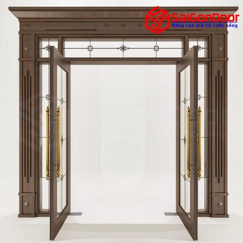 mẫu cửa nhôm xingfa giả gỗ