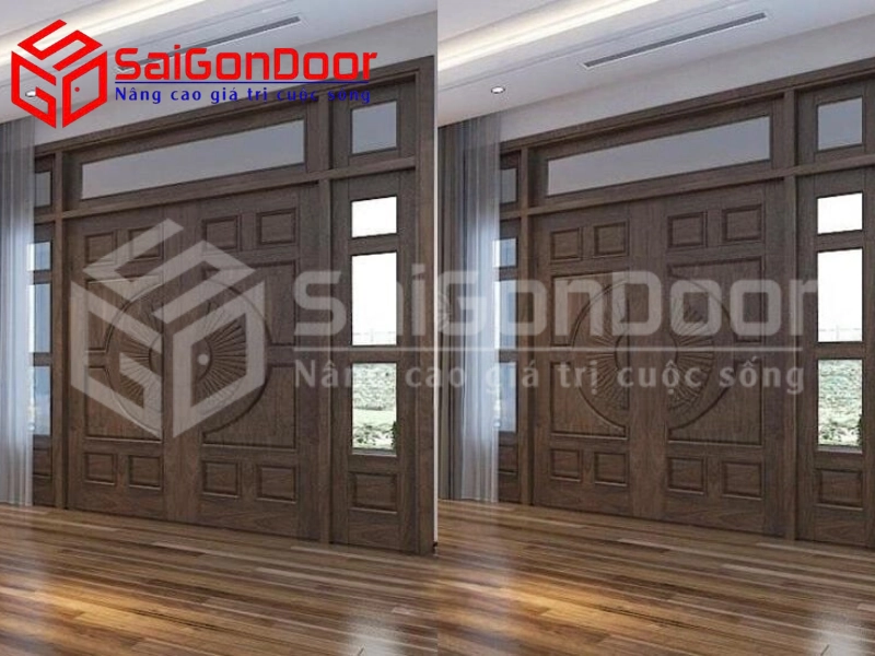 Mẫu cửa gỗ Walnut độc đáo