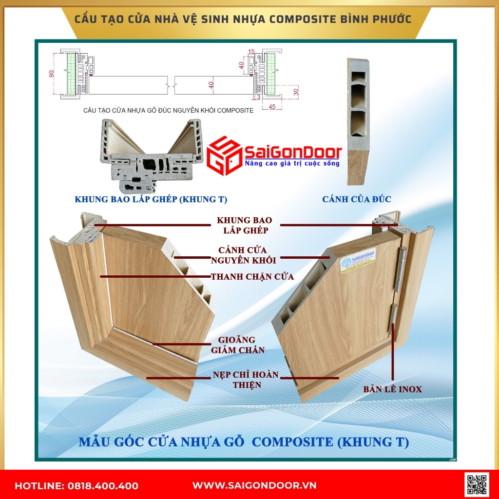 Cấu tạo cửa nhà vệ sinh nhựa composite Bình Phước