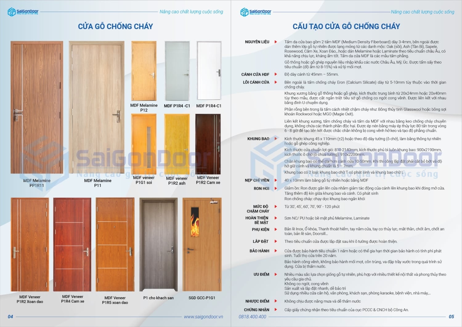 Catalog cửa gỗ chống cháy