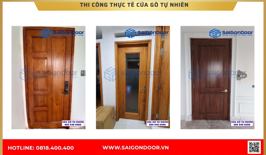 Hình ảnh công trình thực tế cửa gỗ tự nhiên Bình Dương