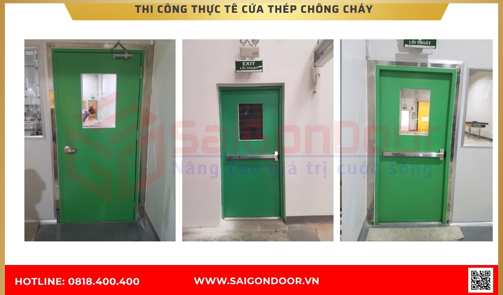 Hình ảnh thi công thực tế cửa thép chống cháy