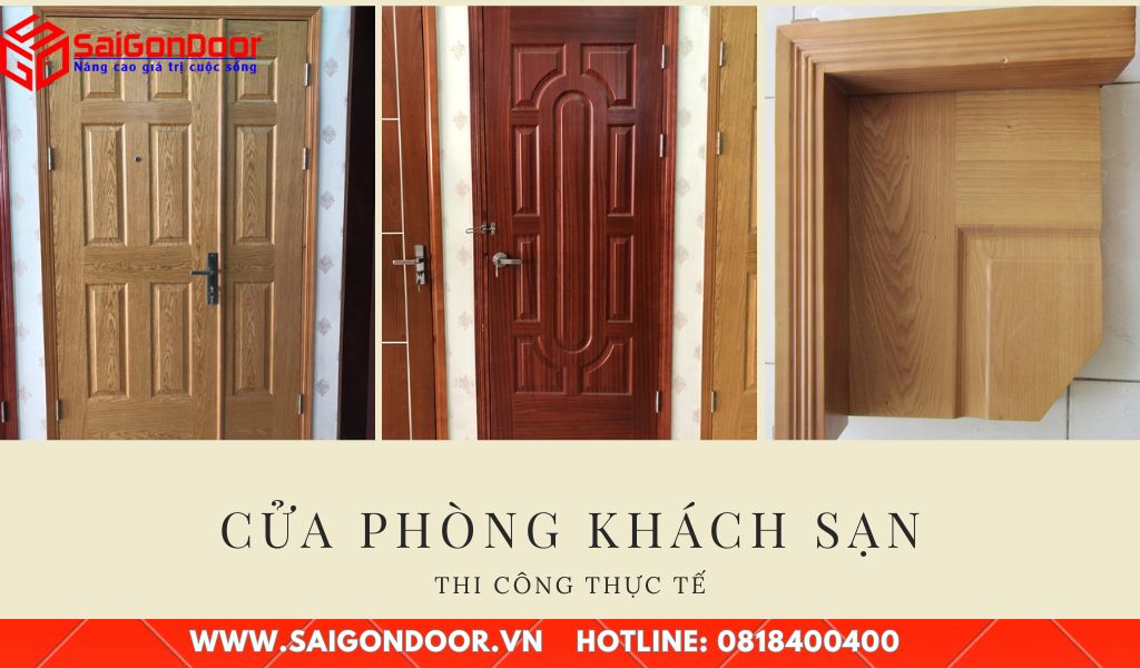 Hình ảnh thực tế thi công cửa phòng khách sạn