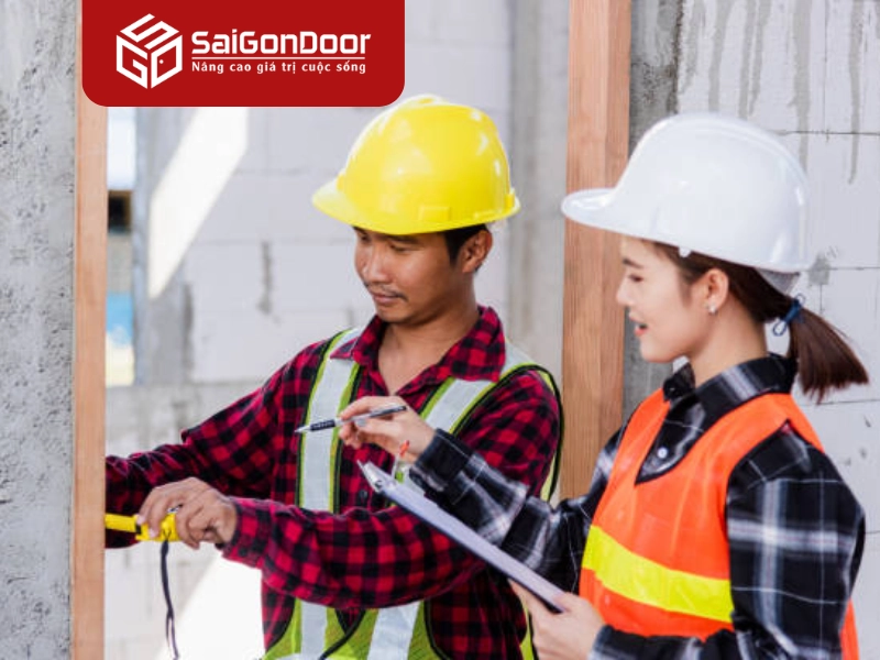 Khảo sát đo đạc trước khi thi công cửa gỗ công nghiệp
