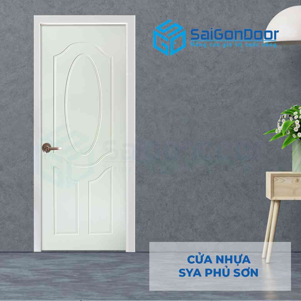 Mẫu 18: cửa nhựa gỗ Composite phủ sơn trắng