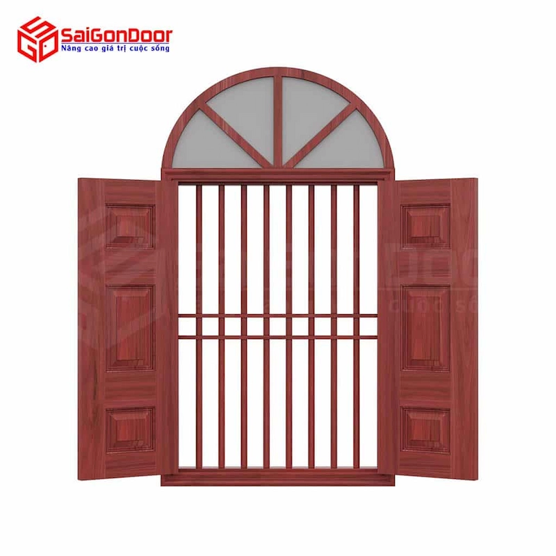 Cửa thép vân gỗ dạng vòm TVGVom-SGD-10