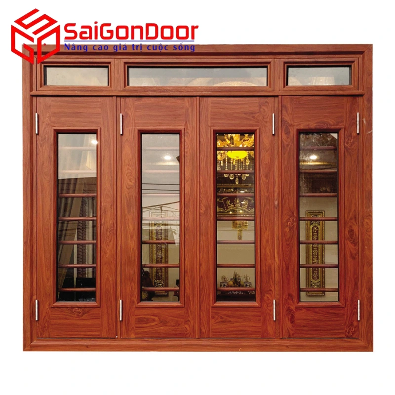 cửa sổ thép vân gỗ 4 cánh cửa sổ thép vân gỗ 4 cánh