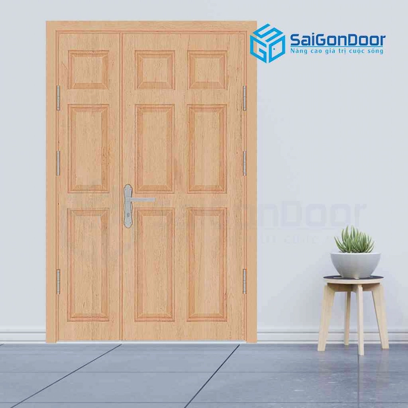 Cửa gỗ công nghiệp HDF Veneer 2 cánh 9A-Oak