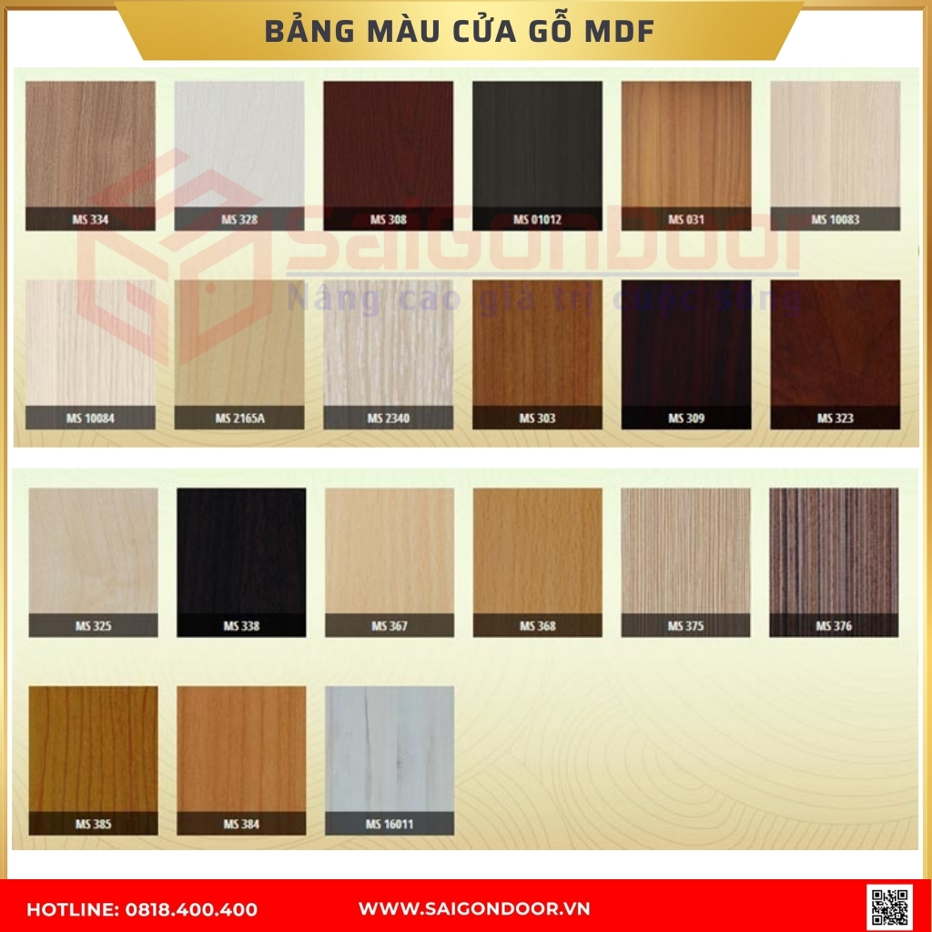 Bảng màu cửa gỗ MDF