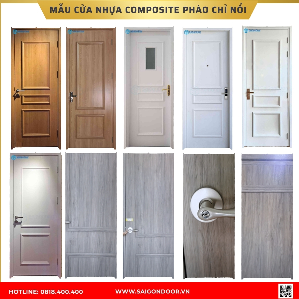 Cửa nhựa composite Tân cổ điển có phào chỉ nổi