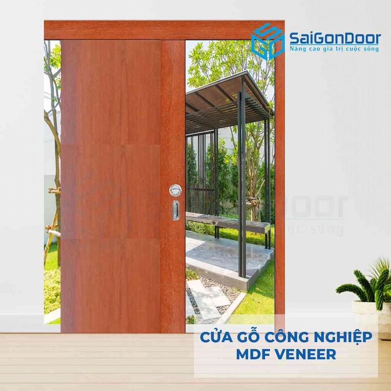 Cửa Gỗ Công Nghiệp MDF Veneer P1-4 – Lùa trượt