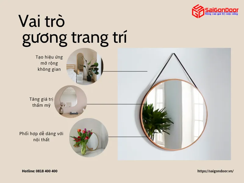 Vai trò gương trang trí trong việc làm đẹp không gian